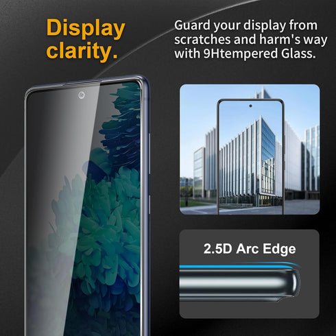 3 Pack Privacy Screen Protector for Samsung Galaxy S20 FE with 3 Pack Camera Lens Protector, Anti Spy Tempered Glass