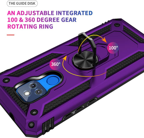 Compatible with Moto G Play Case, Purple Military Grade Hybrid Hard PC Soft TPU Shockproof with HD Screen Protector