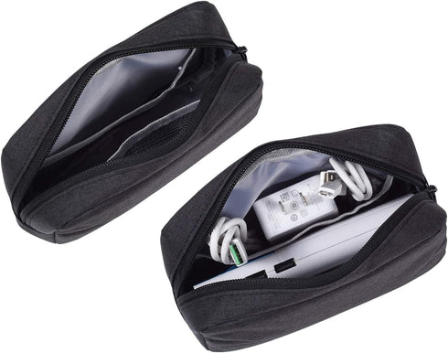 dealcase Canvas Waterproof Universal Electronic Accessories Organizer for Power Bank, Charging Cords, Gadgets, Black