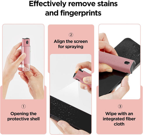 YTT Screen Cleaner, All-in-One Spray & Wipe Cleaner for All Phones, Laptop and Tablet Screens (Pink)