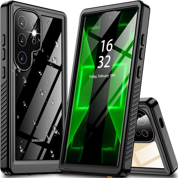 Oterkin Waterproof Case for Samsung Galaxy S24 Ultra, Built-in Screen Protector, 12FT Military Grade Protection (Black)