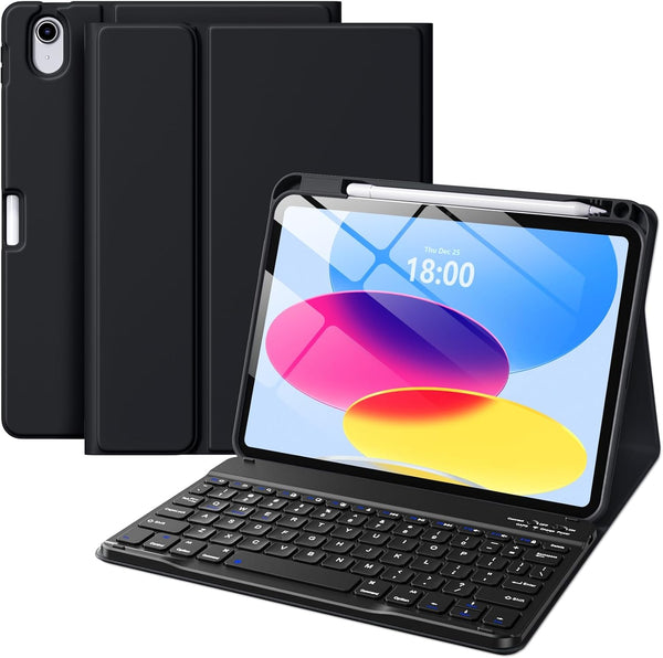 Wenlaty for iPad (A16) 11th/10th Generation Case with Keyboard - Detachable Wireless, Thin