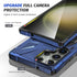 Galaxy S24 Ultra Navy Blue Case: Dual Layer Hard PC Cover with Camera Lens Protector & 360° Ring Holder Stand.
