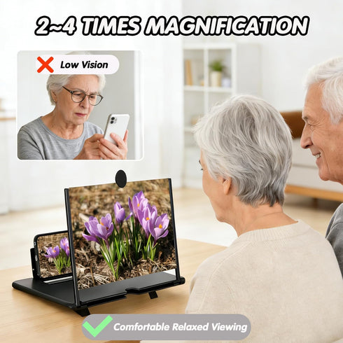 Generic 10" 3D Phone Screen Magnifier, Foldable Phone Stand with Screen Amplifier, HD Mobile Magnifier Projector Screen