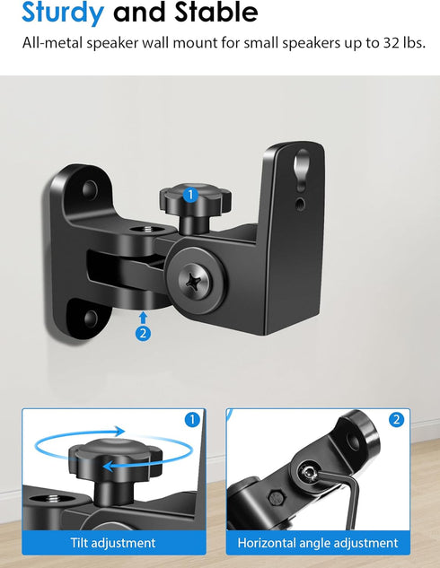 Speaker Wall Mounts, Universal Mounting Bracket for Small Surround Sound Speakers, Compatible with Bose, JBL, KEF