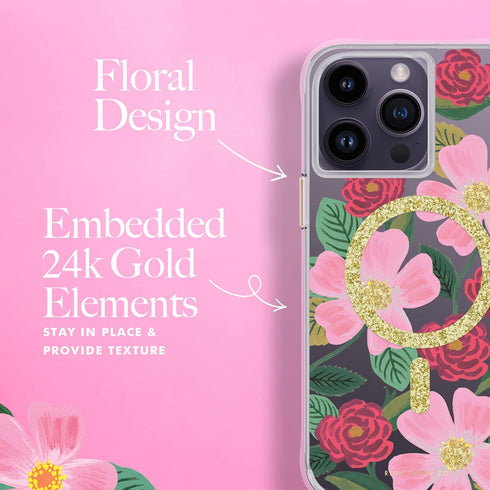 Rifle Paper Co. iPhone 14 Pro Max Case, Compatible with MagSafe, 10ft Drop Protection, Cute Floral Pattern,