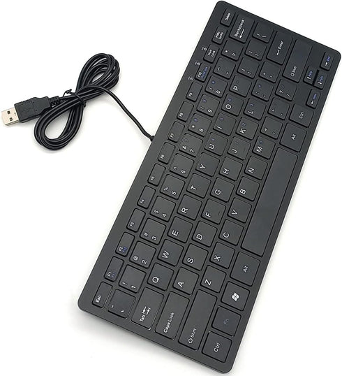 Mini Wired Keyboard (English), Ultra Thin Portable 78 Keys USB Multimedia for Desktop, Laptop, Windows