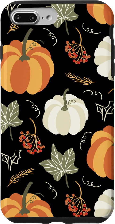 iPhone 7 Plus/8 Plus Case with Autumn Falling Leaves and Pumpkin Spice Harvest Happy Fall Design