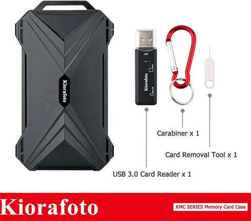 Memory Card Reader + 10 SD + 16 TF + 4 SIM, Magnetic Closure Memory Card Case Holder Organizer