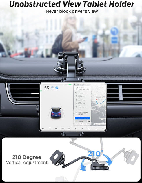 eSamcore 360 6-11 Tablet Holder for Car Dashboard, Windshield Mount Holder for iPad & Foldable Phone Stand with Stable