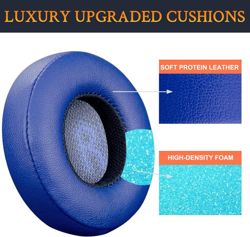 SOULWIT Replacement Ear Pads for JBL E35 E45 E45BT Bluetooth Headphones, Softer Protein Leather, Blue