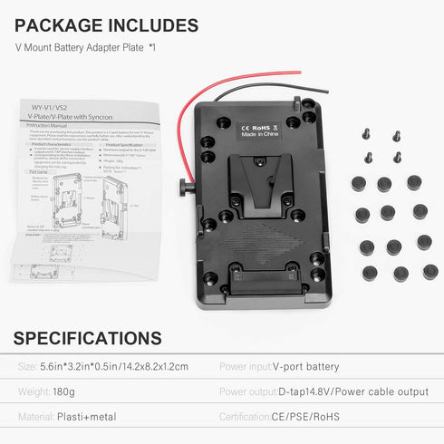Fomito V Mount V-Lock D-tap BP Battery Plate Adapter, 14.4V to 16.8V D-tap Output