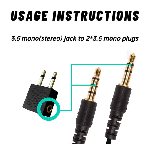 4 Pack Airplane Headphone Adapter - 3.5mm Male to Female Gold Plated for In-Flight Entertainment