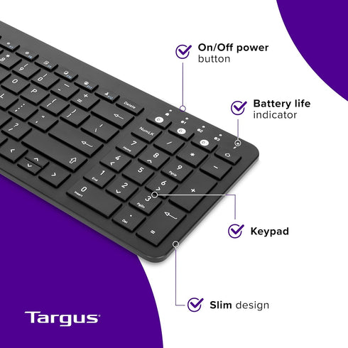Targus Midsize Multi-Device Bluetooth Keyboard - Compatible with Chrome OS, Windows, macOS, iOS, and Android (AKB863US) by Targus