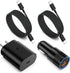 Excgood Fast Charging Type C Car Charger Kit, 25W USB C Wall Adapter for Galaxy S24 Ultra, 2X 6ft Braided Cables