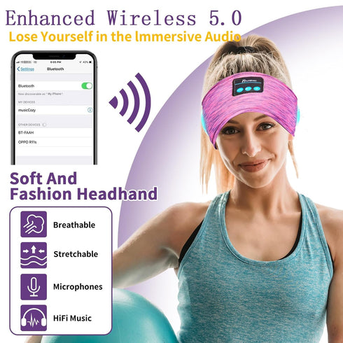Wireless Bluetooth Headphones for Sleeping - Adjustable Sleep Headband for Side Sleepers, Women (Rose Red)