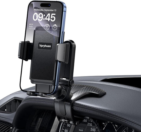 Vpryhuan Dashboard Car Phone Holder Mount with Anti-Drop Clip - 360 Rotation Multifunctional
