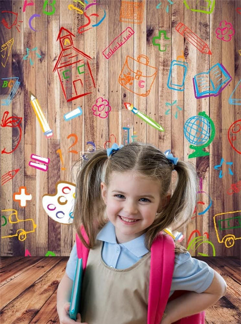 Leowefowa Back to School Backdrop 5x7ft - Vinyl Photography Backdrops with Hand Painted Pencils and Books