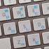 Korean Apple Keyboard Sticker with Blue Lettering on Transparent Background