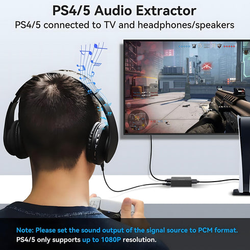 BJardinier 3.5mm 4K*2K@30HZ, 3D, 1080P PS3, PS4, PS5 HDMI Audio Extractor Splitter,HDMI to Audio Adapter, Compatible