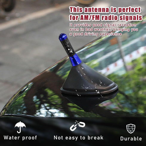 Dickno 1.37'' Car Short Antenna, Aluminum Radio Antenna Mast Replacement, Carbon Fiber Auto AM/FM Radio Reception