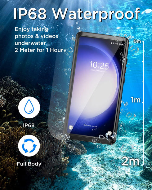 Beeasy Waterproof Case for Samsung Galaxy S23 Ultra, Compatible with MagSafe, 360 Degree Protective Case - Black