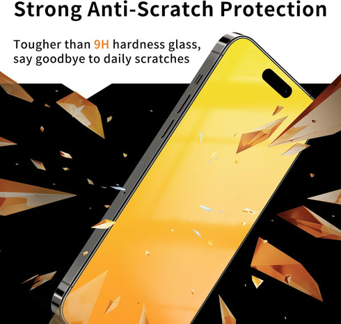 Privacy Screen Protector for iPhone 14 Pro and 15, Anti Spy Tempered Glass Full Coverage with Installation Frame