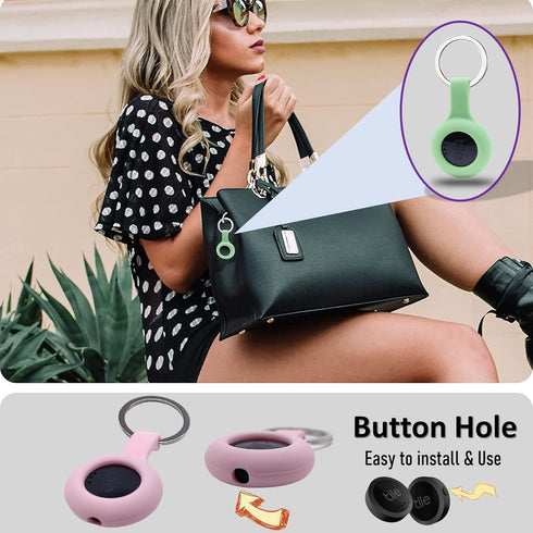 4 Packs Silicone Case for Tile Sticker 2022 - Protective Cover Sleeve with Keychain for Tile Tracker Tag, Pet Collar