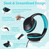 POWMEE Kids Over-Ear Headphones, 94dB Volume Limited, Adjustable Stereo 3.5MM Jack for Kids/Teens (Black)