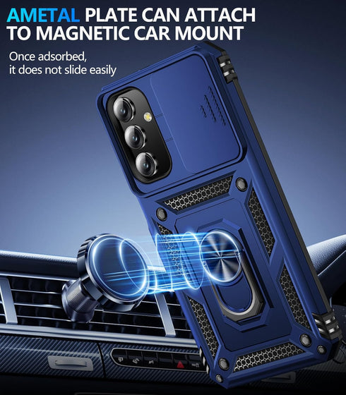 BaHaHoues Samsung Galaxy A15 5G Case - with Screen Protector & Slide Camera Lens Cover - Blue