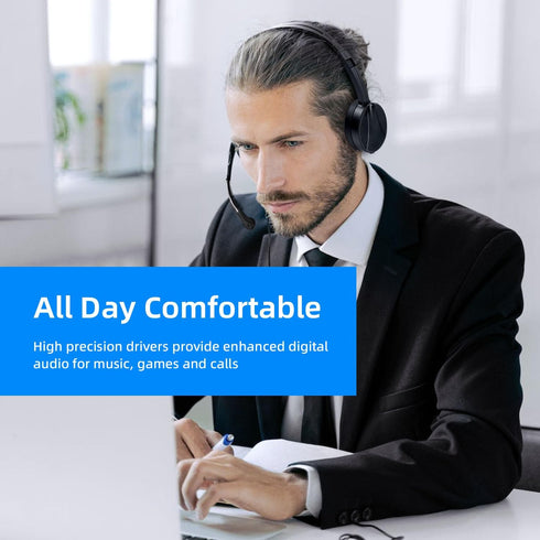 USB Headset with Microphone for PC, 3.5mm Jack 2 in 1 Wired Stereo Headphone with Volume Control