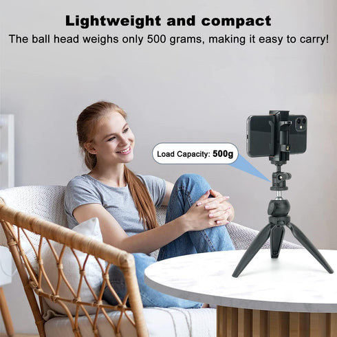 koolehaoda 1/4" 360 Cell Phone Tripod Mount Adapter with Universal Swivel Mini Ball Head, Rotates Adjustable Cell Phone
