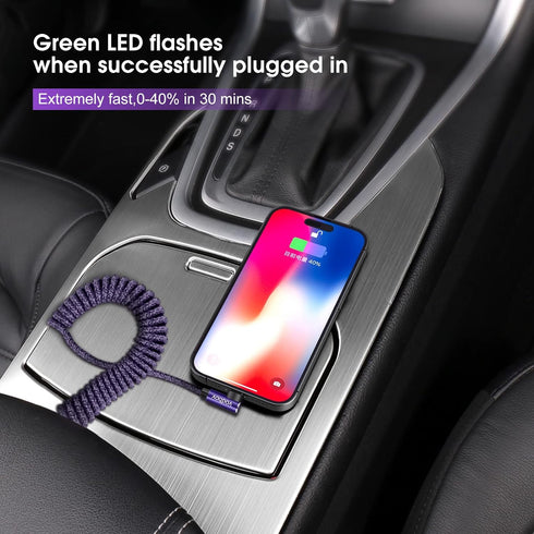 Smart Coiled USB A to Lightning Cable, 2ft to 8FT Extra-Short Ekstra-Long iPhone Charger Cable (Cosmos Purple)