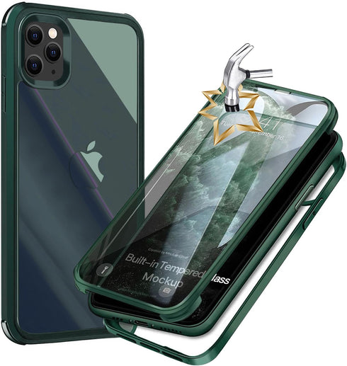 UBUNU for iPhone 12 Pro Max Case with Screen Protector, 360 Full Body Protection Dual Layer Clear Cover, Green
