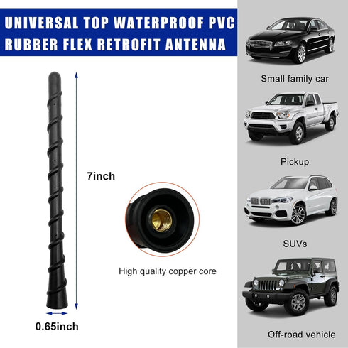 Car Spiral Antenna, 7 Inch Auto Toppers Flexible Retrofit Antenna with Screw, Waterproof PVC Antenna Replacement Universal for Most Vehicles, Exterior Car Accessories by Ohleats