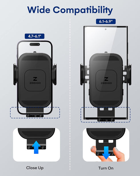 ZeeHoo Wireless Car Charger, 15W Fast Charging Auto Clamping Phone Mount for iPhone 15/14/13/12/11 Pro Max Xs, Etc.