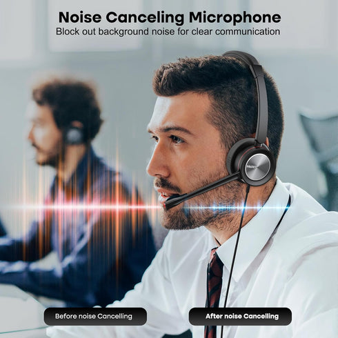MAIRDI PC Headset with Microphone, USB Computer Headset with Mic for Laptop Teams Zoom Office Work