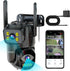 Dual Lens WiFi Security Camera Outdoor, PTZ Auto Tracking, HOM Security Surveillance System, Night Vision, 24/7
