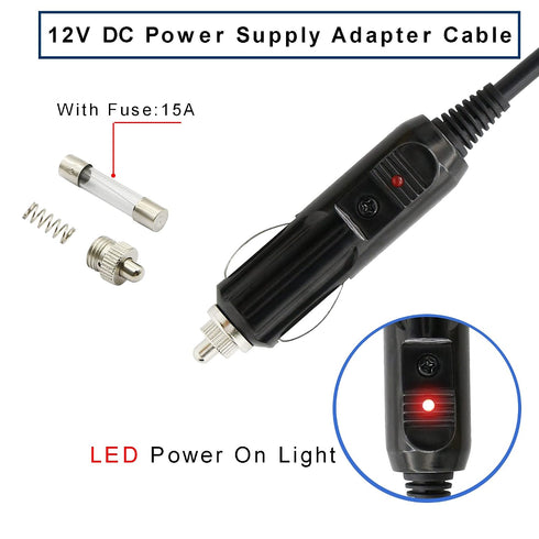 12V 8mm DC7909 7.9 5.5mm GINTOOYUN DC Cigarette Lighter Cable, x Charger Power Supply Cord for Car DVR, Bluetooth