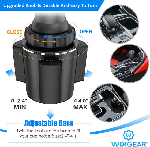 WixGear Magnetic Cup Holder Phone Mount, Extendable Arm Universal Car Cup Holder Adjustable Base for Smart Phone Cradle