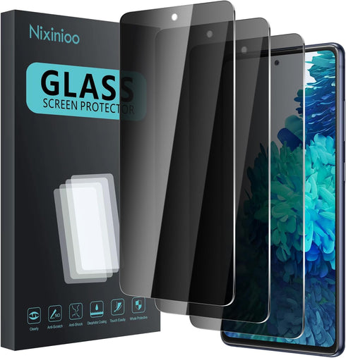 3 Pack Privacy Screen Protector for Samsung Galaxy S20 FE, Anti Spy Tempered Glass, 9H Hardness, Bubble Free,