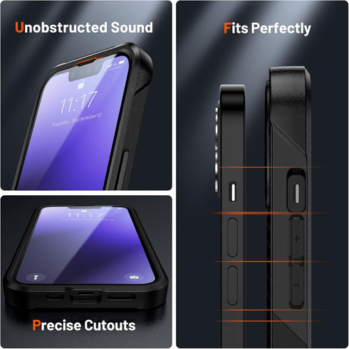 iPhone 14 Case, 2 in 1 Gift Military Grade Drop Protective Rugged Cover for iPhone 14 & 13, Black
