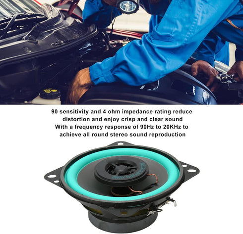 Car Speakers, 100W 4 Inch Loudspeaker, Wear Resistant High Fidelity Coaxial Loudspeaker for Car Sound Systems