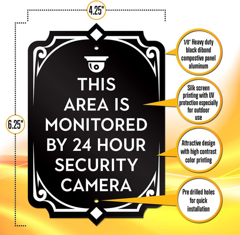 Security Door Signs - Polite Surveillance Warning House Sign, Heavy-Duty Weather-Resistant with Easy Installation