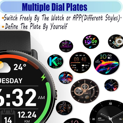 Goodatech 1.43" SmartWatch for Men and Women with Phone Call, IP68 Waterproof, Fitness Tracker