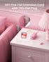 HONIZER 10ft 6 3 (1 Pink Extension Cord, Power Strip Flat Cord, Outlets & USB Ports USB-C), Cute,Wall Mount for Home