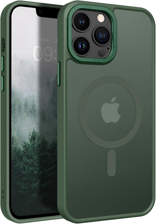 BENTOBEN iPhone 13 Pro Max Case, Dark Green Translucent Matte, Shockproof, MagSafe Compatible, 6.7" Protective Cover.