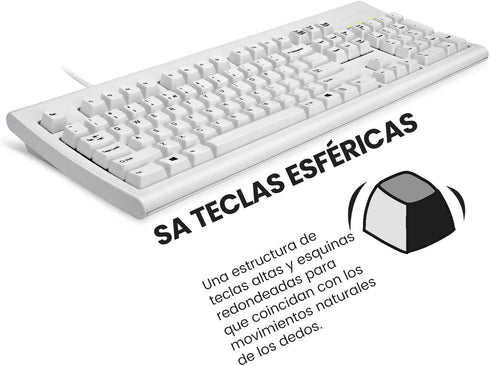 Perixx PERIBOARD-106 USB Keyboard – Full-Size with Numeric Keys, High Performance, Black, QWERTY Spanish