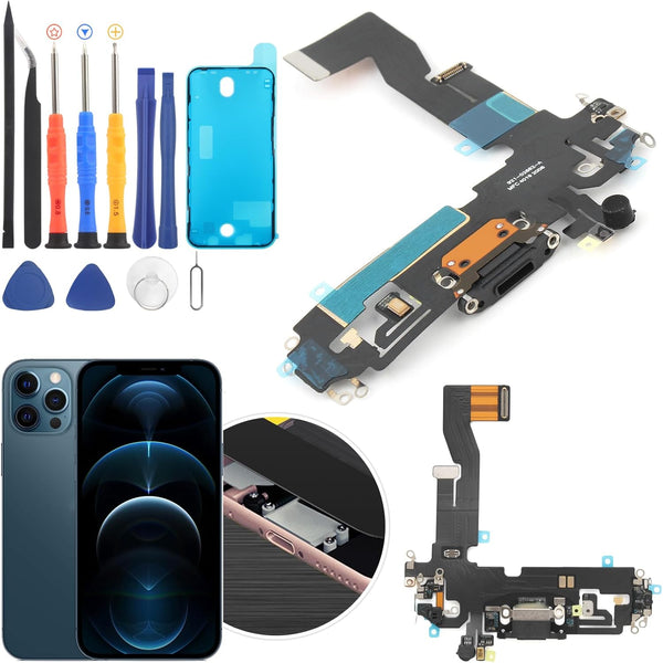 YWLRONG Replacement for iPhone 12 Charging Port Dock Connector, USB Charger Board Flex Cable Assembly with Repair Tools