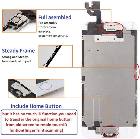 Brinonac for iPhone 6 Screen Replacement, White Touch Display LCD Digitizer Full Assembly